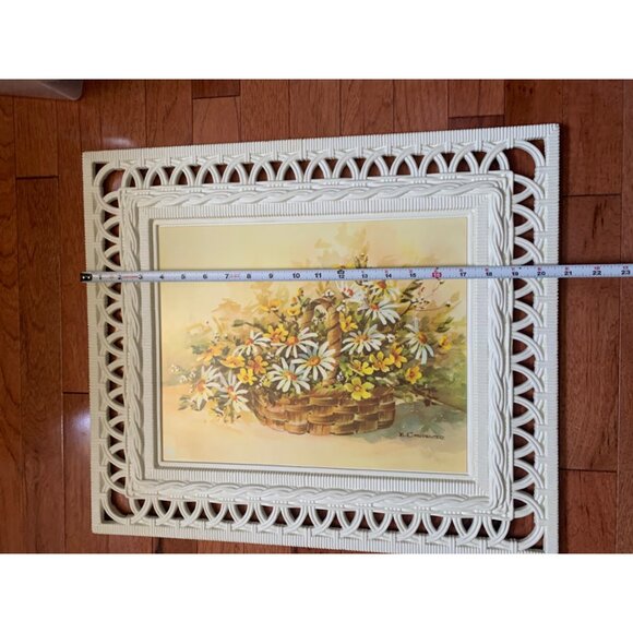 1977 Homco DART Molded Plastic Wall Art Basket of Daisies by Carpenter 21x18 - Picture 7 of 16